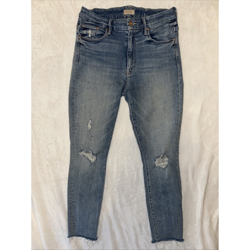 Mother's Jeans Women's 29 High Rise The Looker Wash Skinny Ankle Fray Girl Crush